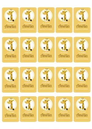 Tag Agradecimento Chá de Bebê Girafa Editável Online