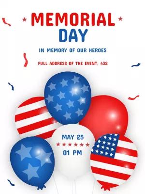 Memorial Day Invitation with Patriotic Balloons to Edit Online