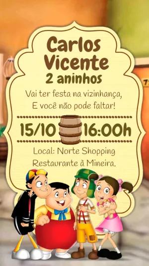 Convite Aniversário Chaves Desenho para Editar Online