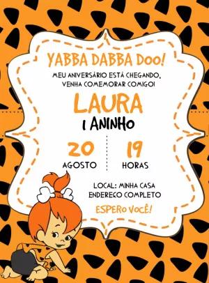 Convite de Aniversário Pedrita Flinstones para Editar Online