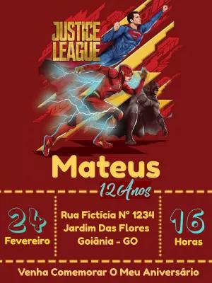 Convite de Aniversário Liga da Justiça para Editar Online