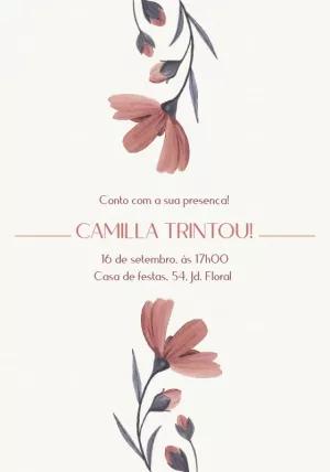 Convite de Aniversário Floral Aquarela para Editar Online