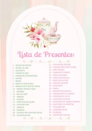 Lista de Presentes Chá de Panela Floral para Editar Online