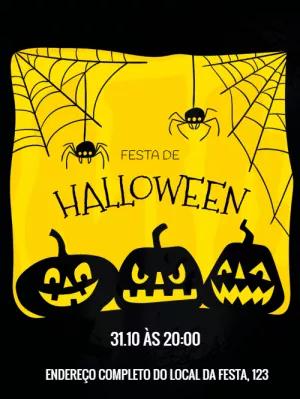 Convite de Halloween com Abóboras e Aranhas para Editar Online
