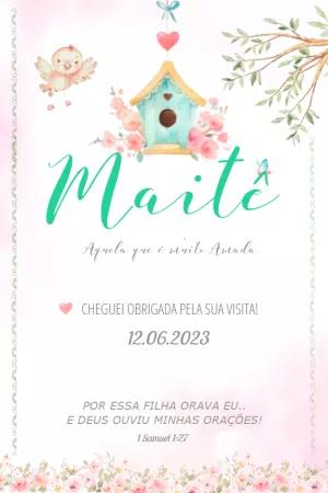 Tag de Agradecimento Maternidade Passarinho para Editar