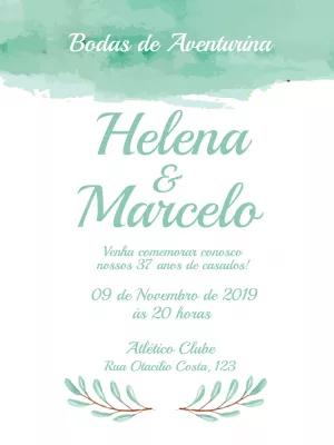 Convite Bodas de Aventurina Aquarela para Editar Online