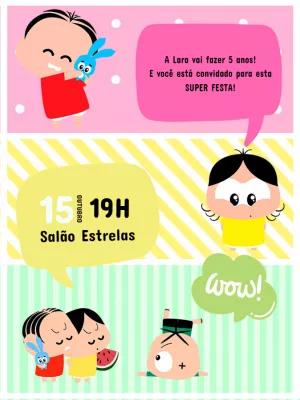 Convite de Aniversário Turma da Mônica Toy para Editar Online