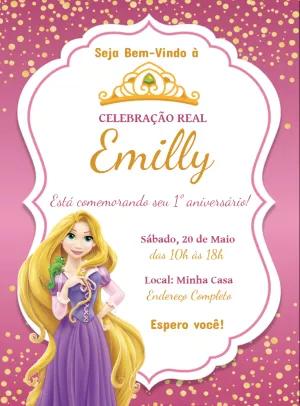 Convite de Aniversário Rapunzel Princesa para Editar Online