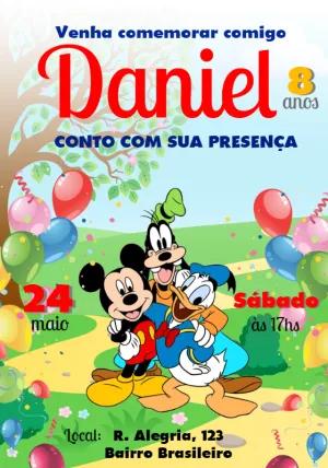 Convite Aniversário Mickey e Amigos para Editar Online