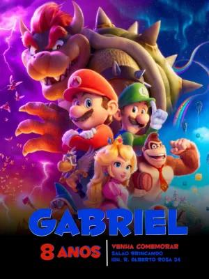 Convite Aniversário Super Mario Bros Filme para Editar Online