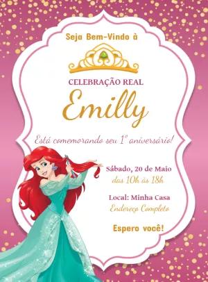 Convite Aniversário Ariel Princesa da Disney para Editar Online