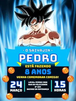 Convite Aniversário Dragon Ball Super com Goku para Editar