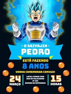 Convite de Aniversário Dragon Ball Super Vegeta para Editar Online