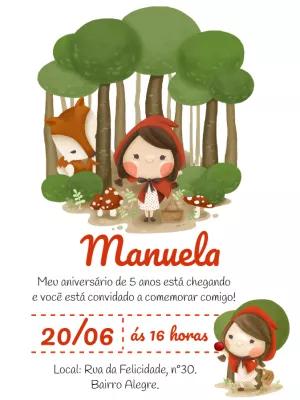 Convite de Aniversário Chapeuzinho Vermelho para Editar Online