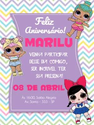 Convite de Aniversário LOL Surprise para Editar Online