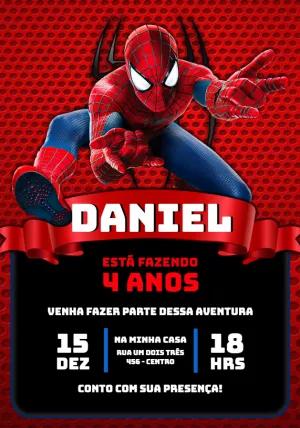 Convite de Aniversário Homem Aranha para Editar e Imprimir