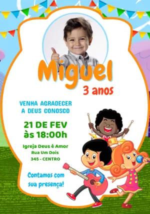 Convite Aniversário 3 Palavrinhas com Foto para Editar Online