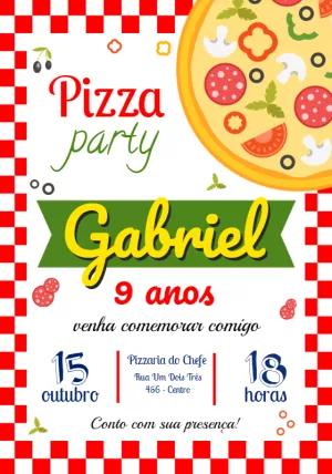 Convite de Aniversário Pizza Party Editável Online