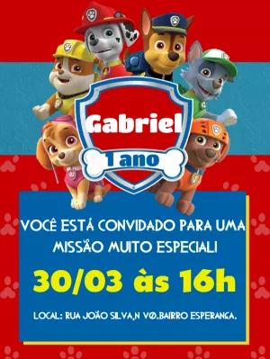 Convite Aniversário Patrulha Canina com a Turma para Editar