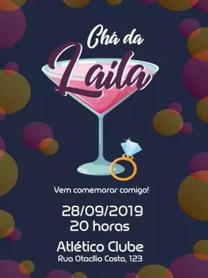 Convite de Chá Bar com Taça e Anel para Editar Online
