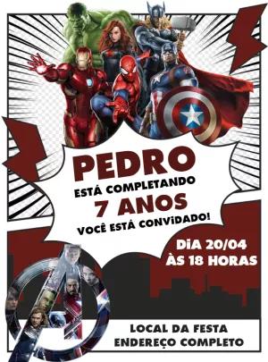 Convite de Aniversário Vingadores Super Heróis para Editar Online