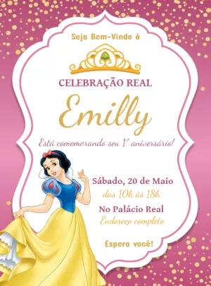 Convite Aniversário Branca de Neve Princesa para Editar Online