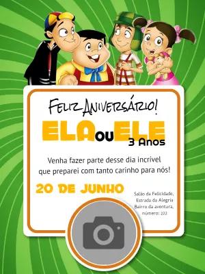 Convite de Aniversário Chaves com Foto para Editar Online