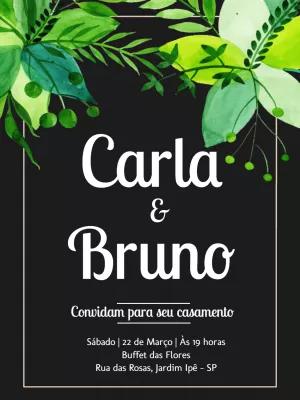 Convite de Casamento Folhagem Verde para Editar Online