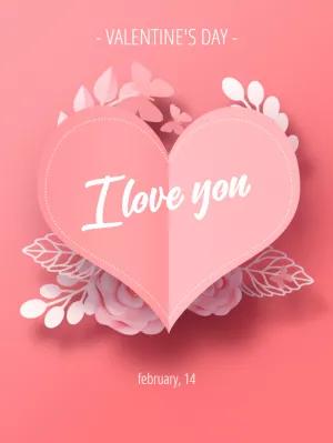 Editable Valentine's Day Card with Paper-Cut Heart to Edit