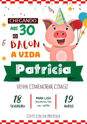 Convite Aniversário De Bacon a Vida para Editar Online
