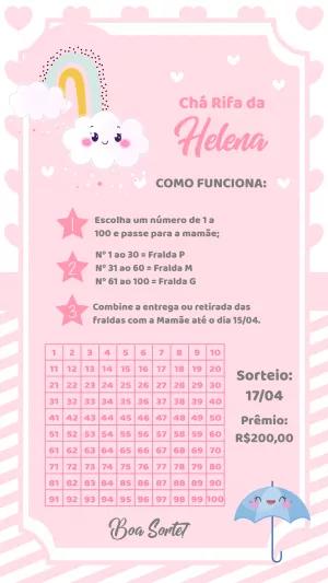 Convite Chá Rifa Chuva de Amor com Arco-Íris para Editar Online