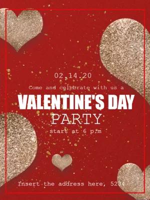 Editable Valentine's Day Party Invitation with Glitter Hearts
