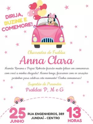 Convite Charreata de Fraldas Minnie Baby para Editar Online