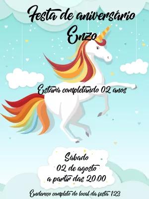 Convite de Aniversário Unicórnio Mágico para Editar Online