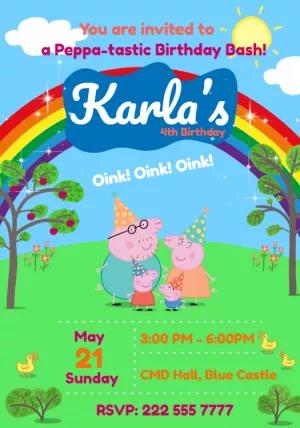 Peppa Pig Birthday Invitation Template to Edit Online