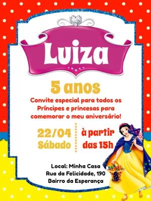 Convite de Aniversário Branca de Neve Editável Online