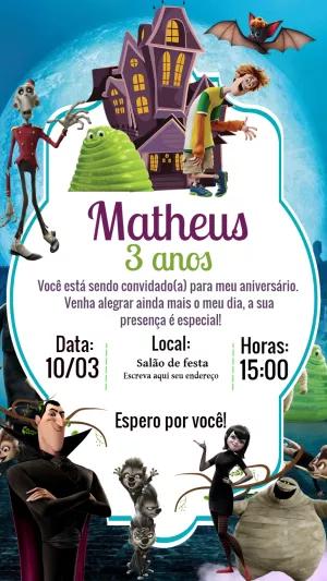 Convite de Aniversário Hotel Transylvania Editável Online