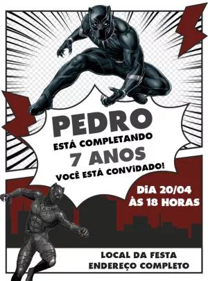 Convite Aniversário Pantera Negra para Editar Online