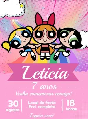 Convite Aniversário Meninas Super Poderosas para Editar Online