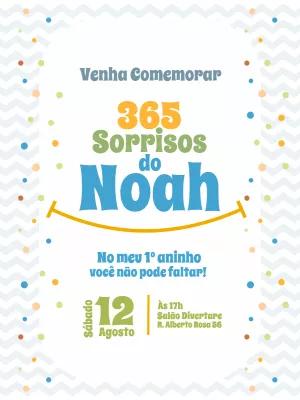 Convite de 1º Aninho 365 Sorrisos para Editar Online