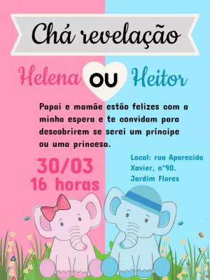 Convite Chá Revelação Elefantinhos para Editar Online