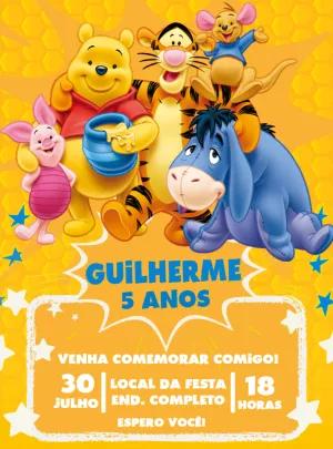 Convite Aniversário Ursinho Pooh e Turma Editável Online