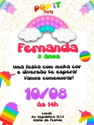 Convite de Aniversário Pop It Colorido para Editar Online