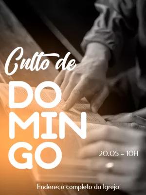 Convite de Igreja para Culto de Domingo Editável Online