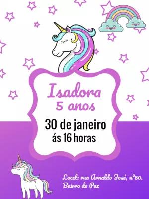 Convite de Aniversário Unicórnio Mágico para Editar Online