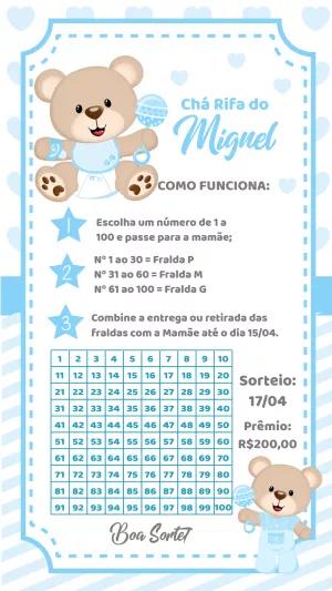 Chá Rifa Ursinho Menino: Convite Editável para Enviar