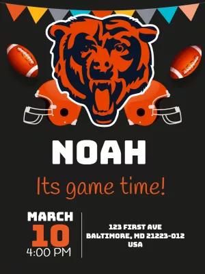 American Football Bear Birthday Invitation to Edit Online