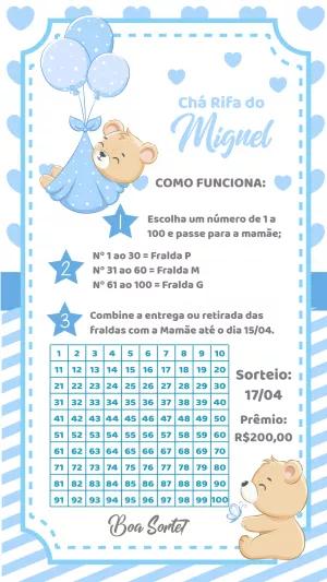 Chá Rifa Ursinho Baloeiro Azul para Editar Online e Imprimir