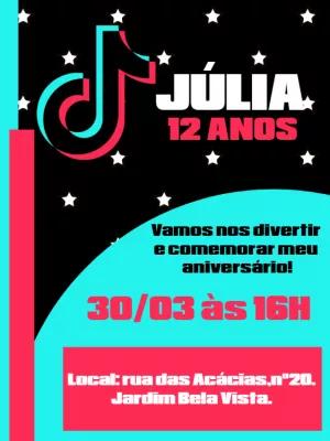 Convite de Aniversário Rede Social Neon para Editar Online