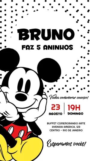 Convite Aniversário Mickey Mouse para Editar Online